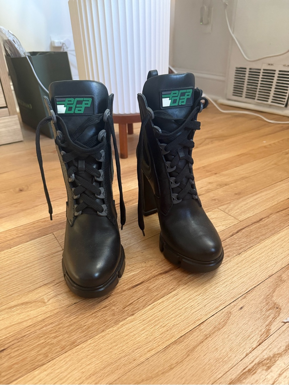 Prada Lace-Up Platform Ankle Boots